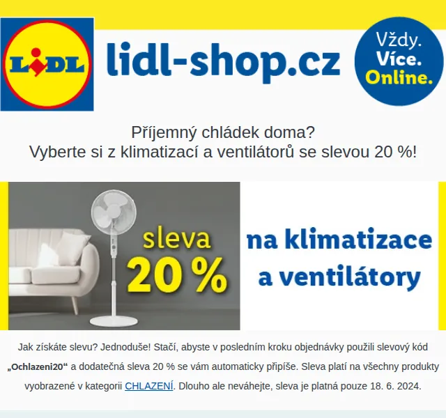 Lidl: Mobilní klimatizace a ventilátory se slevou 20 % – červen 2026 | Nuslet.cz