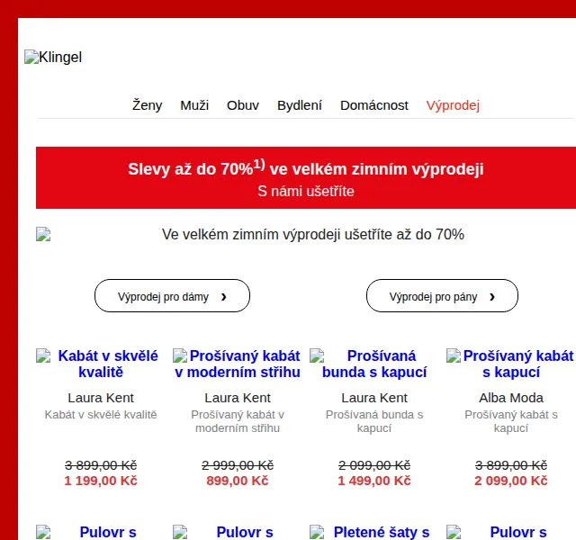 KLiNGEL: Slevy až 70 % v zimním výprodeji – červen 2026 | Nuslet.cz