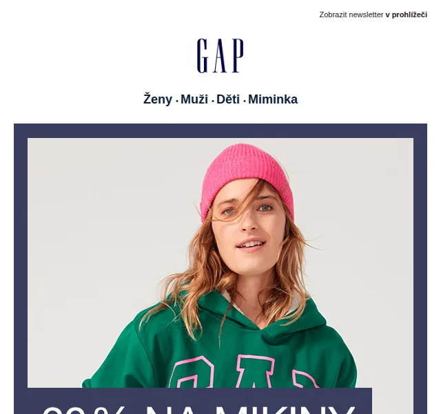 GAPstore.cz: Sleva 20 % na mikiny – červen 2026 | Nuslet.cz