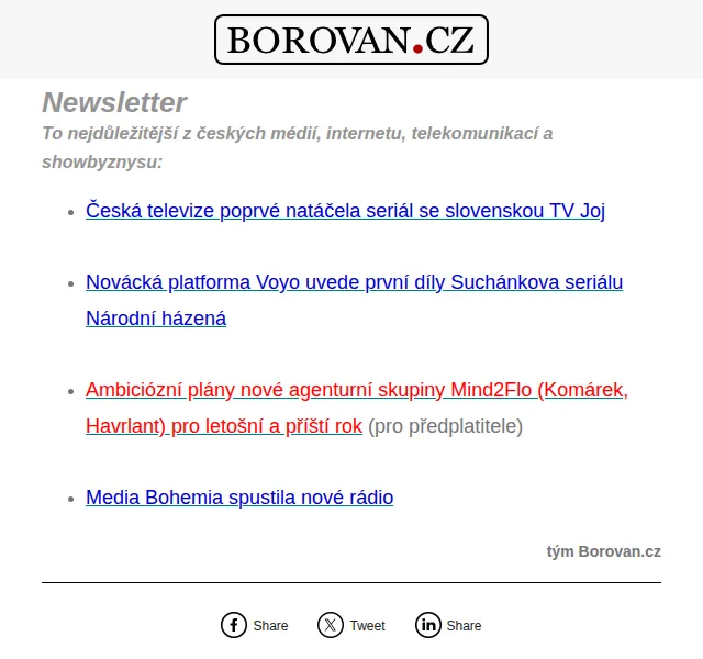 Aleš Borovan: Přehled novinek z médií a TV – červen 2026 | Nuslet.cz