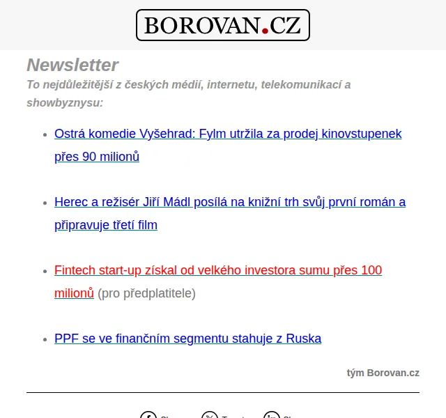 Aleš Borovan: Tržby Vyšehrad: Fylm přes 90 milionů – červen 2026 | Nuslet.cz