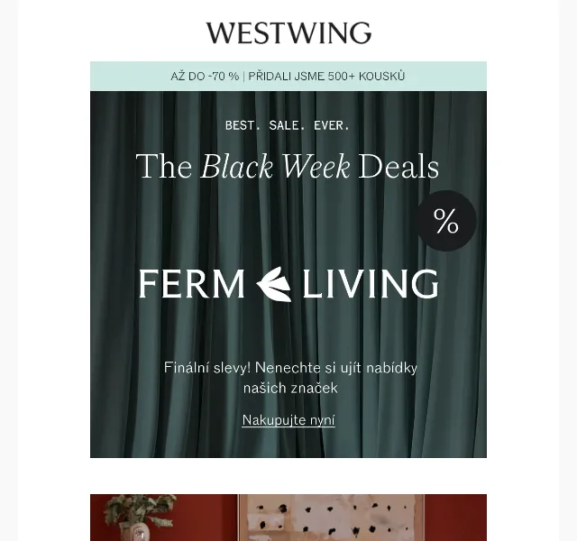 Westwing: KARE, VOSSEN, BAHOMA LONDON – slevy až -70 % – červen 2026 | Nuslet.cz