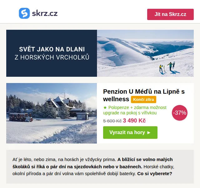 Skrz: Hory a wellness od 1 480 Kč – červen 2026 | Nuslet.cz