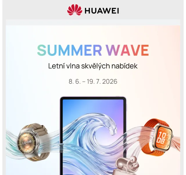 Huawei.cz: -15 % na letní nákup + 2× body – červen 2026