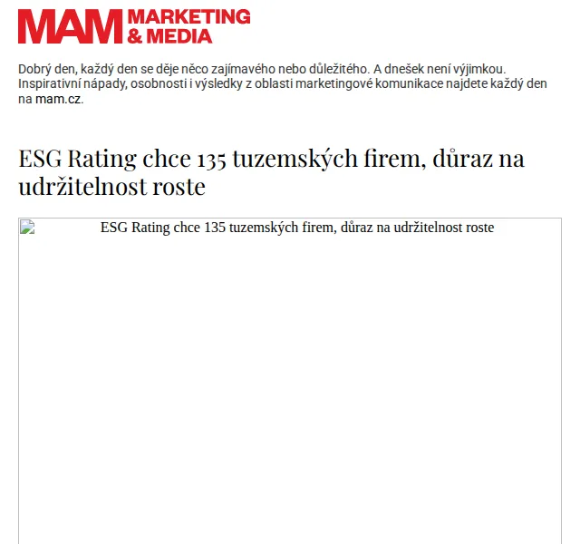 Marketing & Media: ESG Rating firem a podzim ČT – červenec 2023 | Nuslet.cz