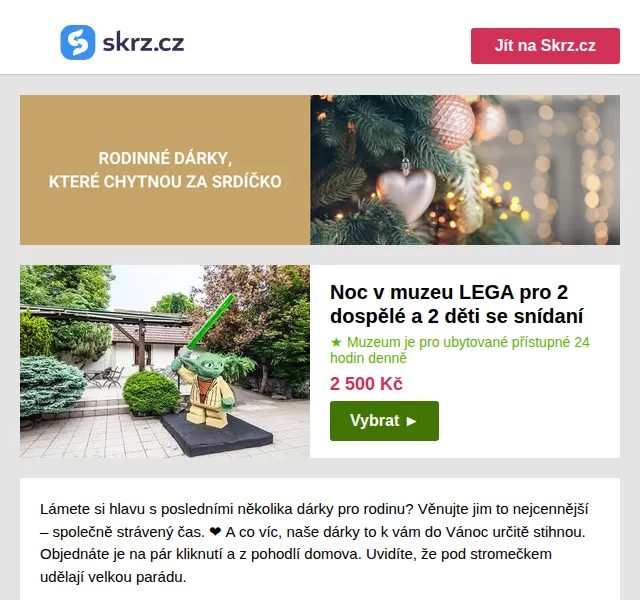 Vánoce na Skrz: rodinné dárky – zážitky, pobyty – červen 2026 | Nuslet.cz