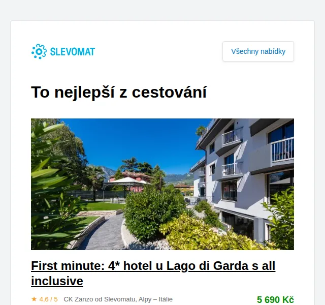 Slevomat: First minute Lago di Garda All Inclusive od 5 690 Kč – červen 2026 | Nuslet.cz