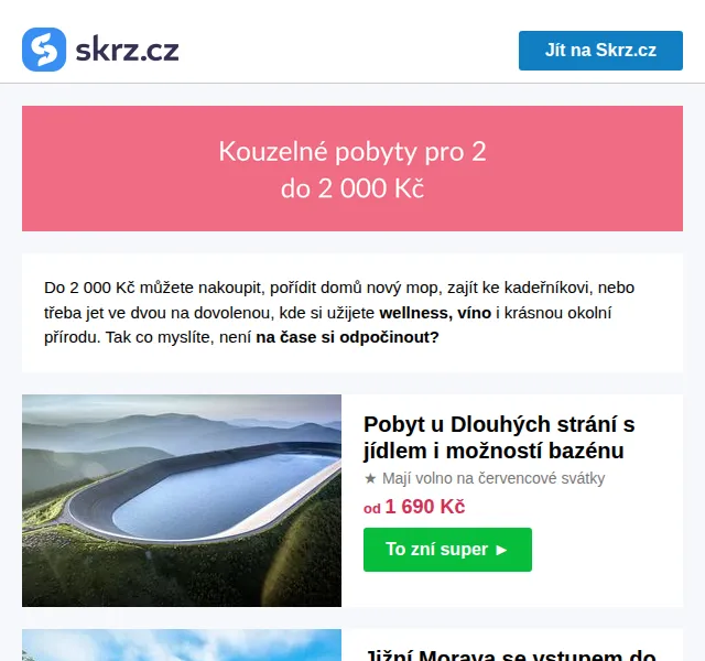 Vánoce na Skrz: Pobyty do 2 000 Kč s wellness – červenec 2026 | Nuslet.cz