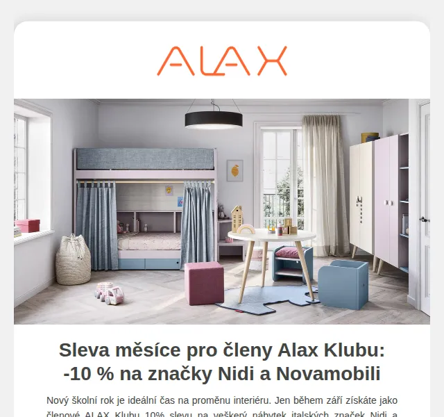 ALAX nábytek: -10 % na Nidi a Novamobili – červen 2026 | Nuslet.cz