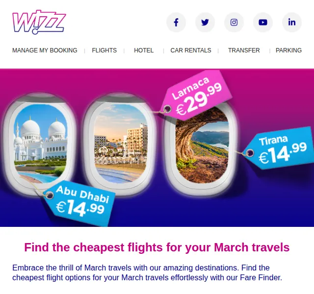 Wizz Air: Fare Finder – levné letenky březen 2026 | Nuslet.cz