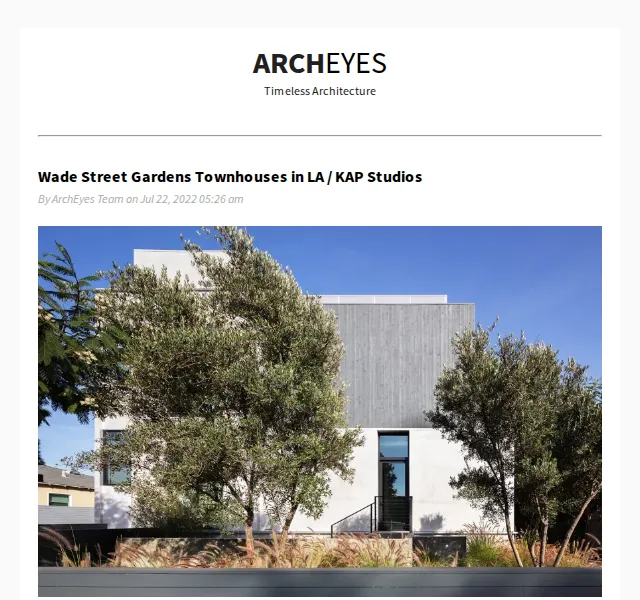 ArchEyes: Wade Street Gardens Townhouses v LA – červen 2026 | Nuslet.cz