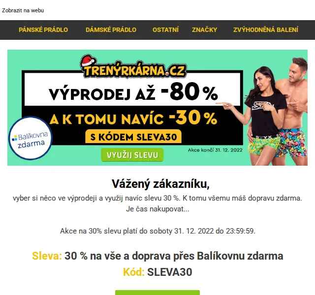 Trenýrkárna.cz: Výprodej až -80 % a sleva 30 % navíc – červen 2026 | Nuslet.cz