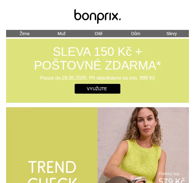 Bonprix: Sleva 150 Kč a poštovné zdarma – červen 2026 | Nuslet.cz