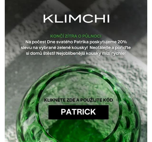 KLIMCHI: 20% sleva na ručně foukané sklo – červen 2026 | Nuslet.cz
