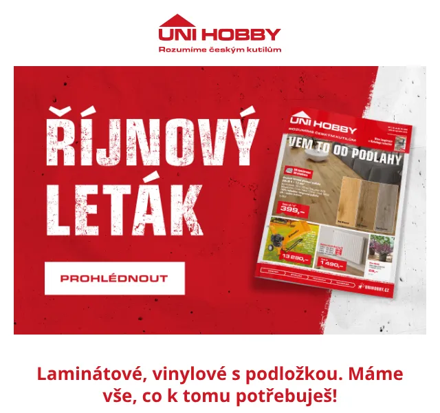 UNI HOBBY: Podlahy od 159 Kč/m² – říjen 2026