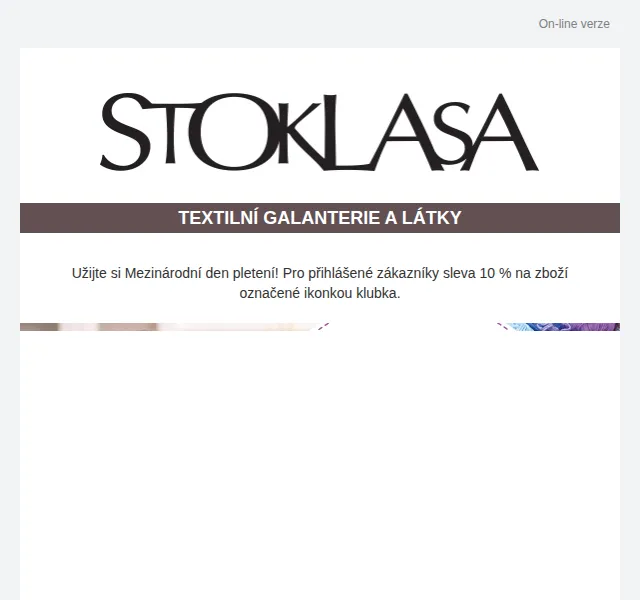 Stoklasa: Sleva 10 % na příze a pomůcky – červen 2026 | Nuslet.cz