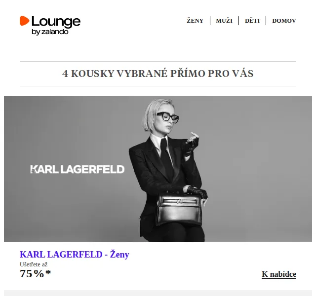 Lounge by Zalando: Sleva až 75 % na Versace, KARL LAGERFELD – duben 2026