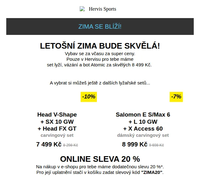 Hervis: Lyžařské sety od 7 499 Kč – červen 2026 | Nuslet.cz