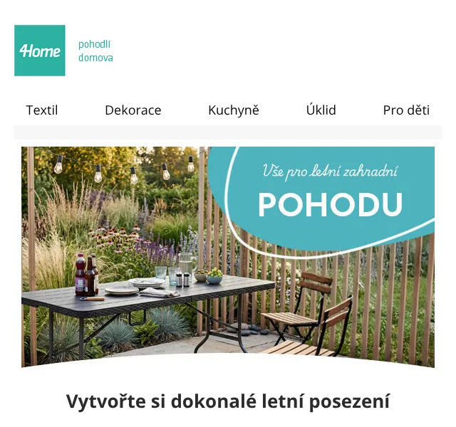 4home.cz: Zahradní nábytek až -50 % – červenec 2026