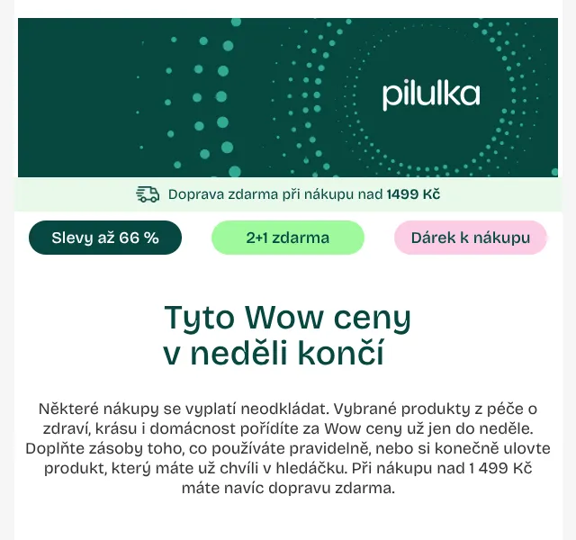 Pilulka.cz: Slevy až 66 % – Cosrx, Jar, Finish – červenec 2026