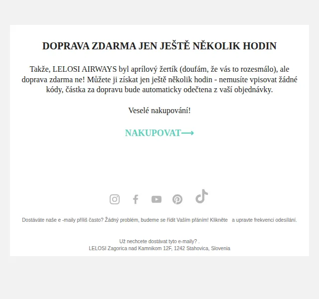 LELOSI: Doprava zdarma – červen 2026 | Nuslet.cz