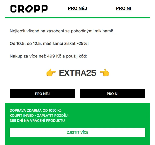 Cropp: -25% na všechny mikiny – červen 2026 | Nuslet.cz