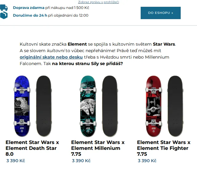 SNOWBOARD ZEZULA: Star Wars x Element kolekce – červen 2026 | Nuslet.cz