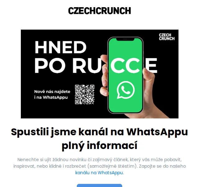 CzechCrunch: Nový kanál na WhatsAppu – červen 2026 | Nuslet.cz