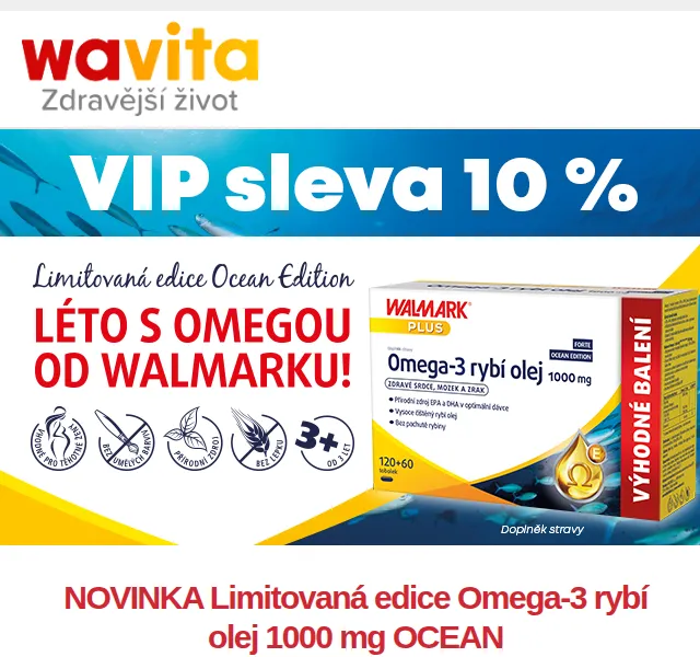 Wavita: Omega-3 rybí olej 1000 mg Ocean Edition – červen 2026 | Nuslet.cz