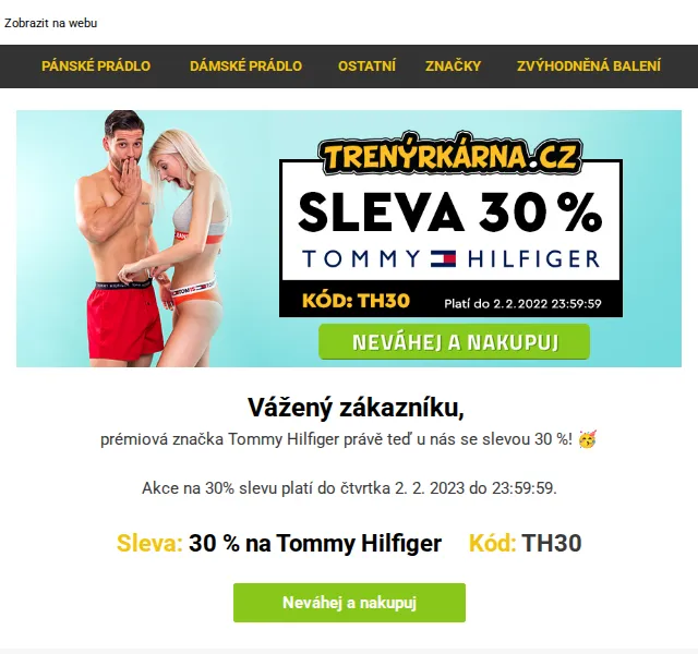 Lukáš z Trenýrkárna.cz: Tommy Hilfiger 30% sleva – červen 2026 | Nuslet.cz
