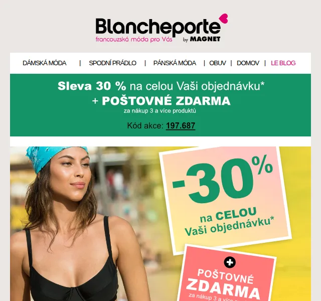 Blancheporte: Plavky do 1230 Kč, nová kolekce – červen 2026 | Nuslet.cz