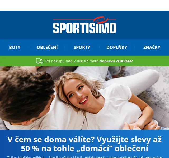 Sportisimo.cz: Sleva až 50 % na oblečení domů (triko od 249 Kč) – červen 2026 | Nuslet.cz