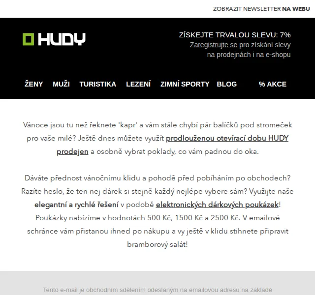 Hudy: Dárkové poukázky 500–2500 Kč – červen 2026 | Nuslet.cz