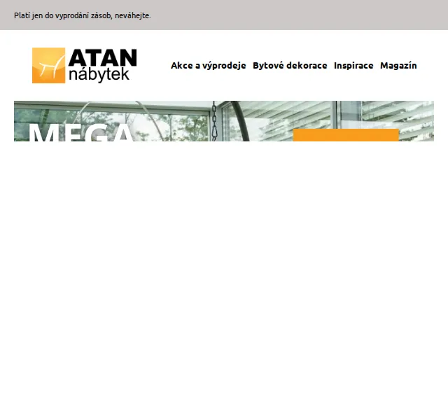 ATAN nábytek: Mega výprodej skladu se slevami až 58 % – červen 2026 | Nuslet.cz