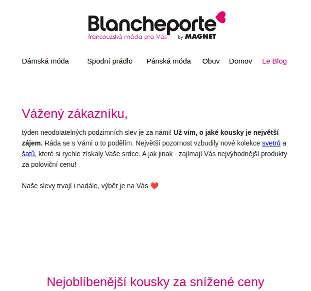 Blancheporte: Podzimní slevy až 50 % – červen 2026 | Nuslet.cz