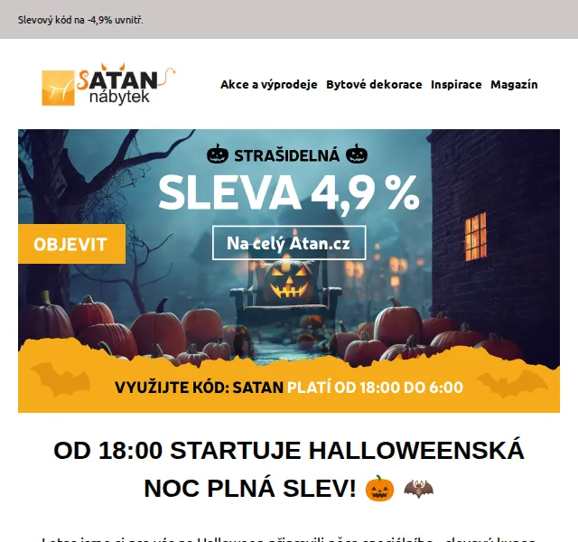 ATAN nábytek: sleva 4,9 % na vše – Halloween – červen 2026 | Nuslet.cz