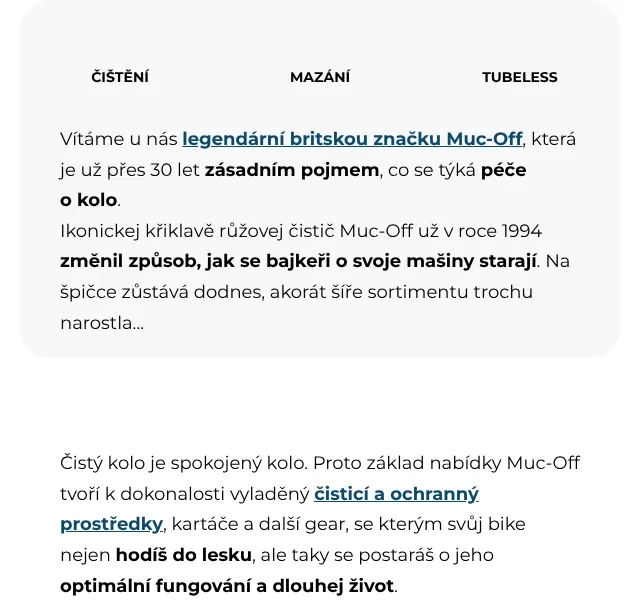 Snowboard Zezula: Muc-Off péče o kola – květen 2026