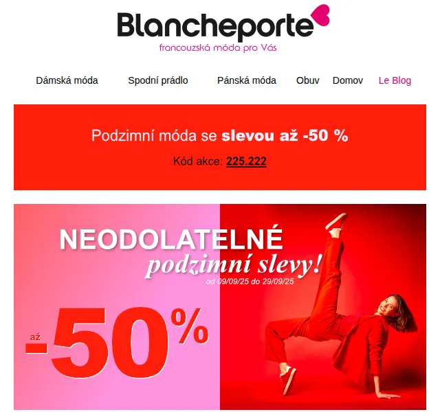 Blancheporte: Až -50 % na podzimní módu – červen 2026 | Nuslet.cz