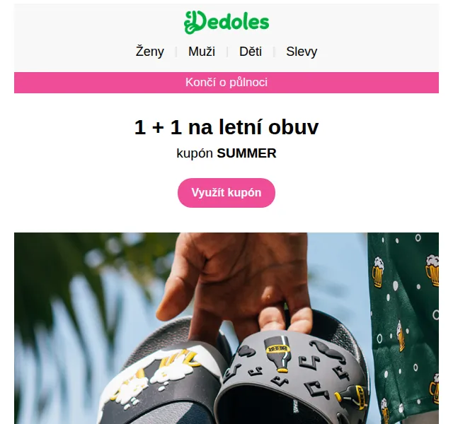 Dedoles.cz: 1+1 na letní obuv SUMMER – červen 2026 | Nuslet.cz