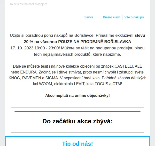 czbikero: Sleva 20 % na vše na Bořislavce – červen 2026 | Nuslet.cz