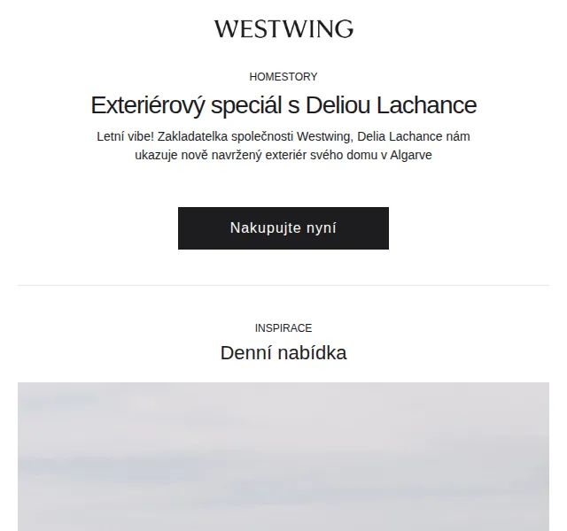 Westwing: Exteriérový speciál s Deliou Lachance – červen 2026 | Nuslet.cz