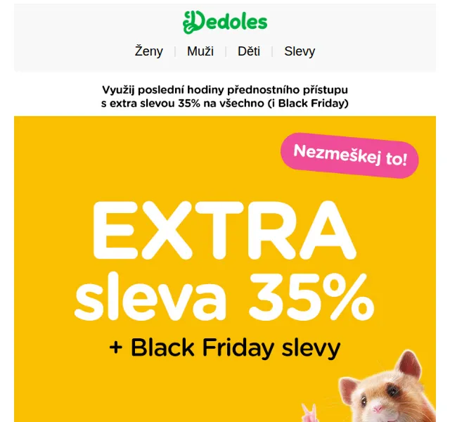 Dedoles.cz: Sleva 35 % na ponožky a Black Friday výprodej – červen 2026 | Nuslet.cz
