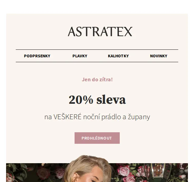 Astratex: Sleva 20 % na noční prádlo a župany – červen 2026 | Nuslet.cz