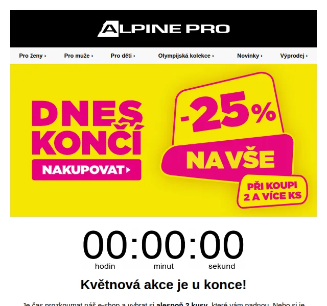 ALPINE PRO: sleva 25 % na vše – květen 2026 | Nuslet.cz