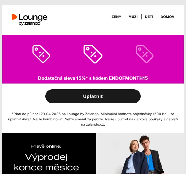 Lounge by Zalando: Mango & Diesel až -85 % – duben 2026