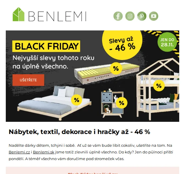 Benlemi: Black Friday slevy až 46 % – červen 2026 | Nuslet.cz
