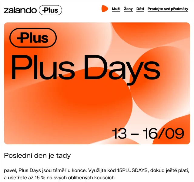 Zalando: sleva až 15 % – Plus Days kód – září 2026