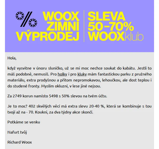 Richard Woox: Pánevní bunda s 50% slevou – červenec 2026 | Nuslet.cz