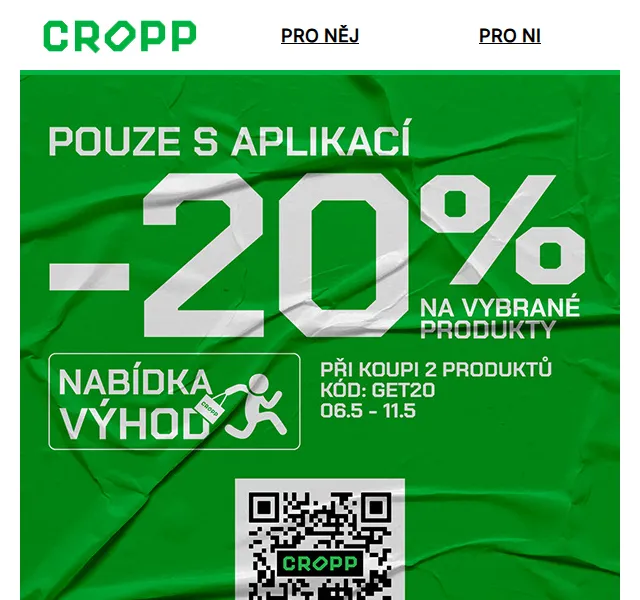 Cropp -20% na vybrané produkty | Sleva do 11. května