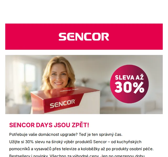 OKAY: Sencor Days 30 % sleva – duální fritéza, TV, vysavač | Nuslet.cz